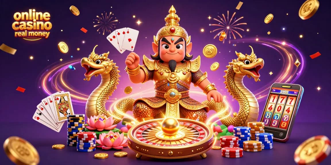Experience the thrill of online casino real money with vibrant gaming characters and excitement.