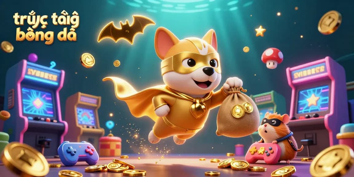 Watch trực tiếp bóng đá with exciting visuals and vibrant gaming elements in this 3D illustration.