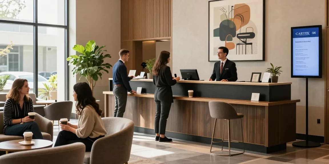 Experience luxury at the rokok88 Carter Hotel's welcoming lobby with modern amenities.