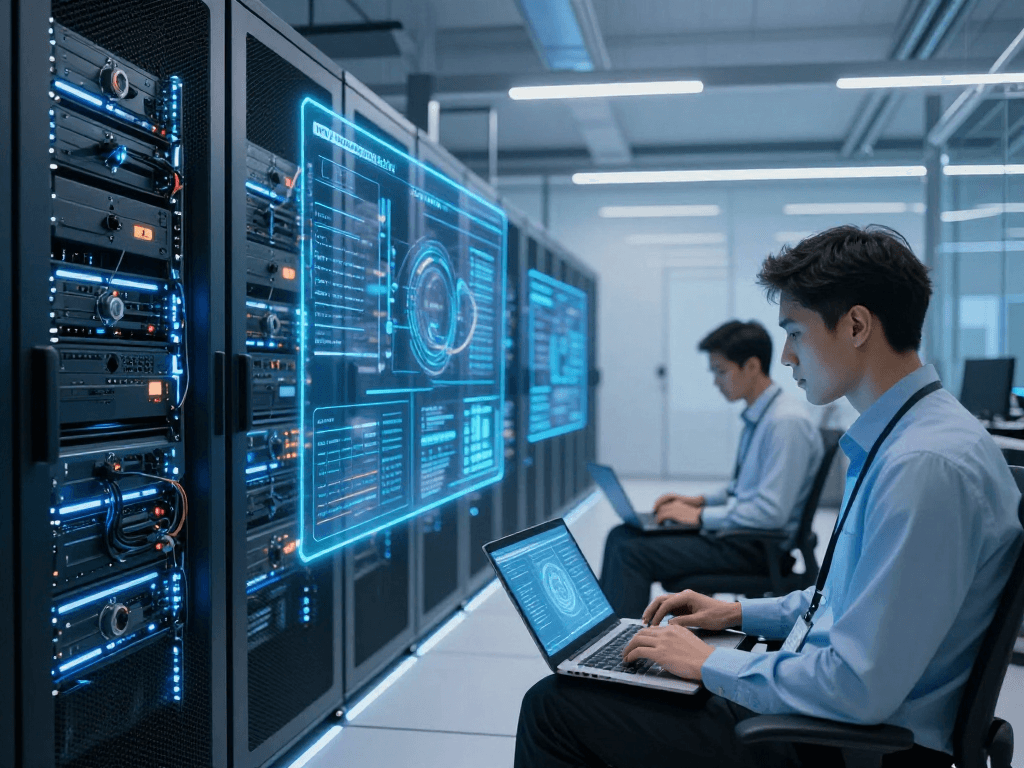IPTV subscription reseller analytics displayed in a cutting-edge data centre.