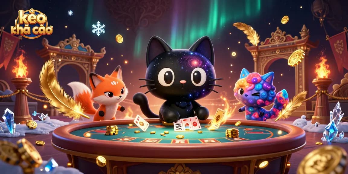 Engaging cosmic casino scene showcasing kèo nhà cái elements with animated characters and vibrant effects.