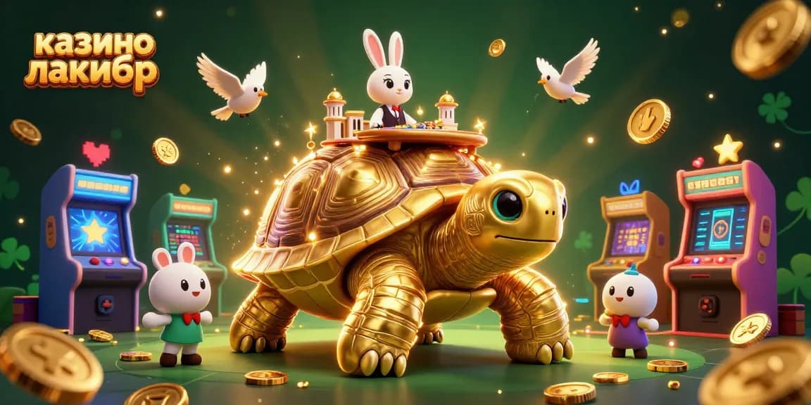 Experience excitement at казино лакибир, where golden coins rain down in a vibrant casino setting.