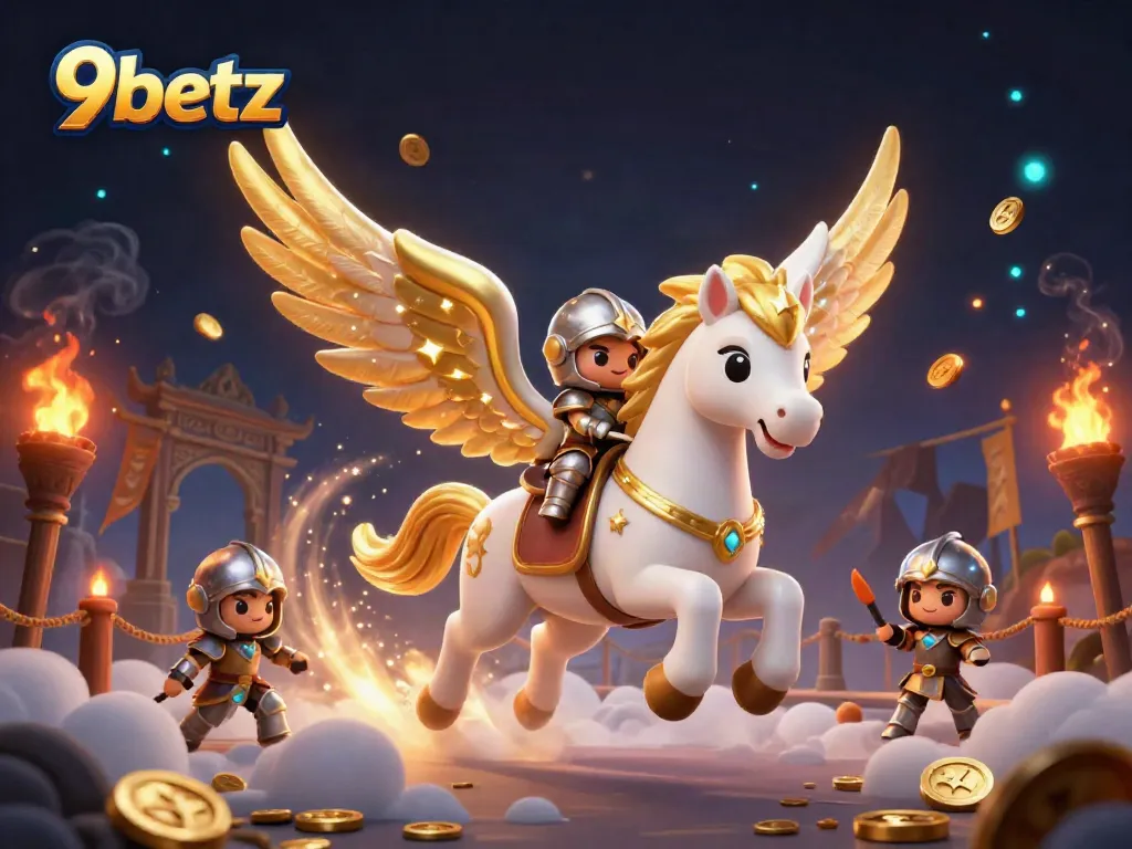 Experience thrilling casino adventures with 9betz in this vibrant, action-packed fantasy scene.