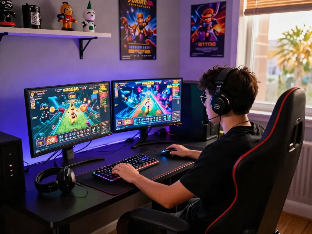 Player engaged in slot88 gaming with vibrant interfaces in a dynamic online gaming environment
