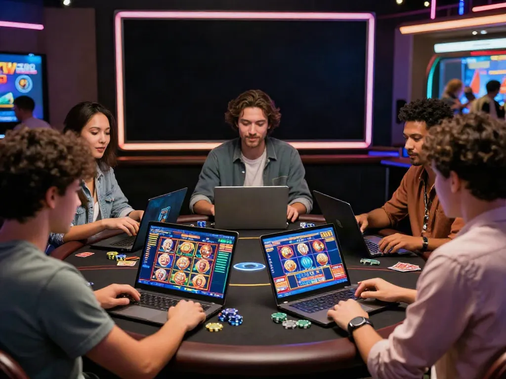 Exciting scene of players engaging with online casinos that accept credit card, highlighting dynamic atmosphere and colorful games.