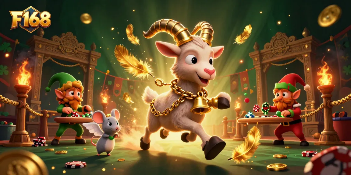 Experience the excitement at F168 casino with gremlins and a Krampus goat stealing chips.