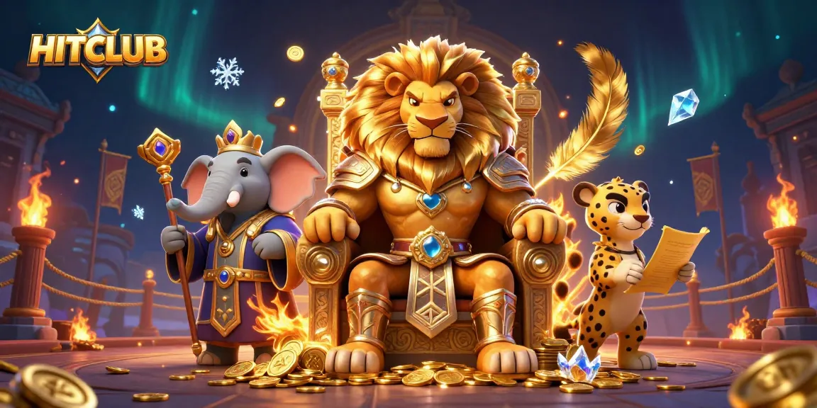 Experience HITCLUB with a vibrant casino scene illustrating characters and game elements.