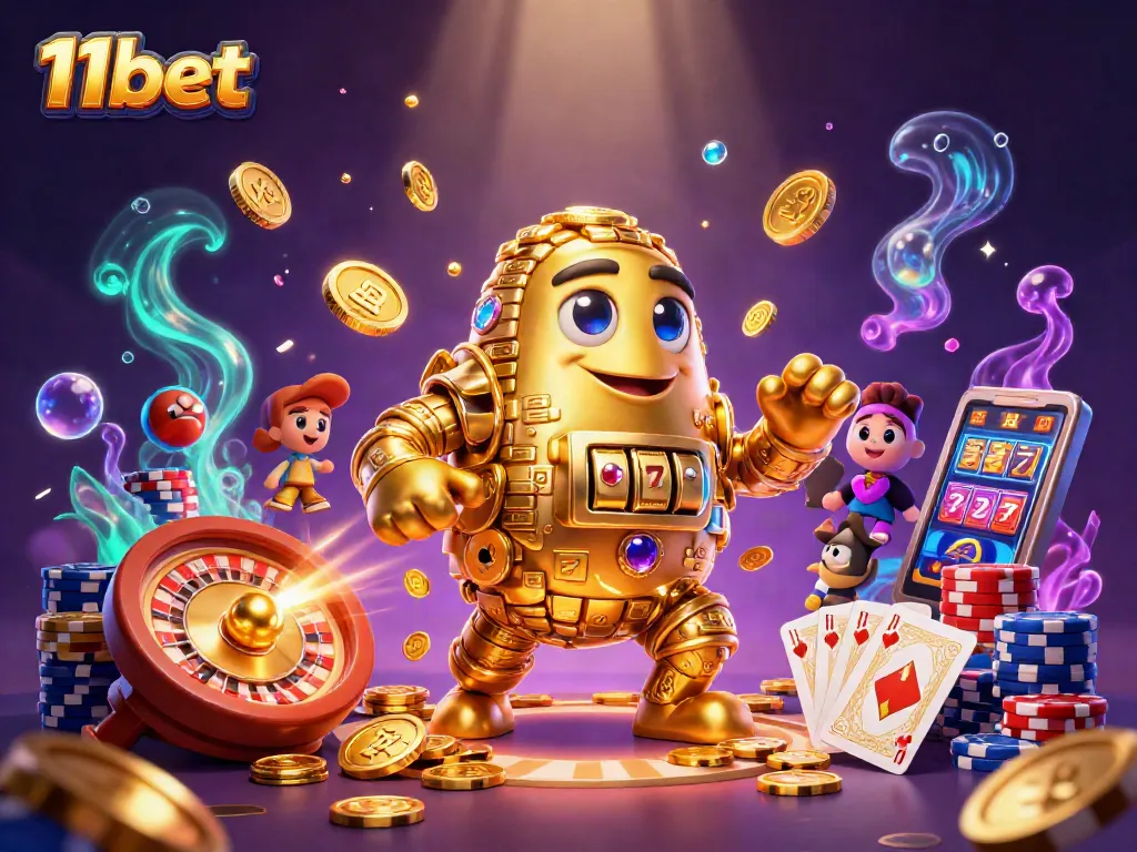 Experience thrilling moments at 11bet with stunning casino elements and golden golems.