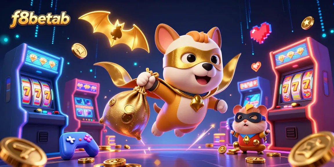 Play big with f8betab as the superhero dog flies through a vibrant casino world!