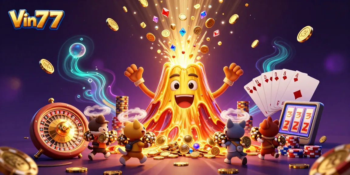 Spin the 3D Vin777 casino experience with golden treasures and vibrant game elements