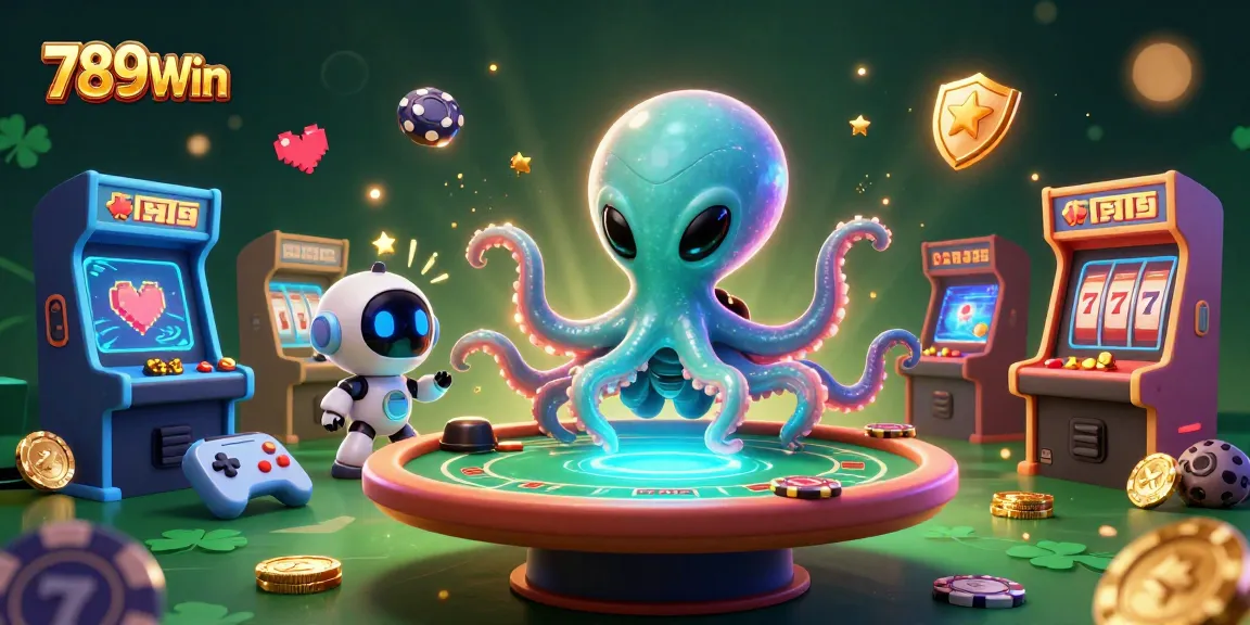 Experience thrilling wins with 789Win as an alien octopus plays holographic poker