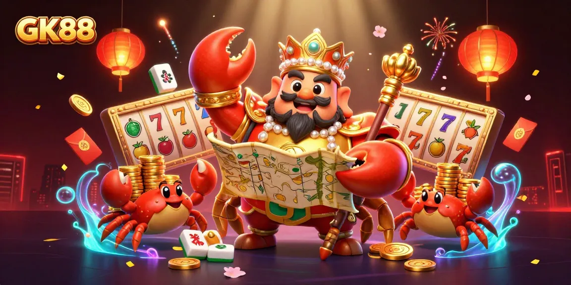 Experience GK88 with a rich, vibrant casino scene featuring golden crab emperor and dynamic gaming elements.