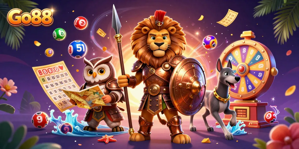 Experience thrilling gaming action at Go88 with colorful lottery balls and enticing prizes in a dynamic casino scene.