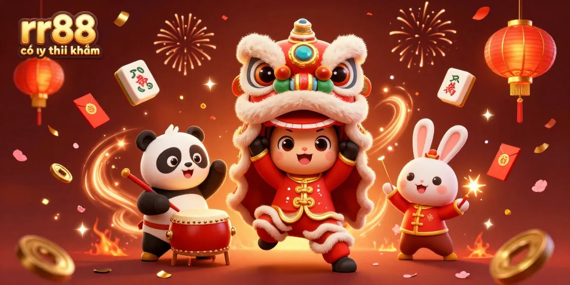 Explore the vibrant world of rr88 có uy tín không, featuring dynamic characters and festive elements.