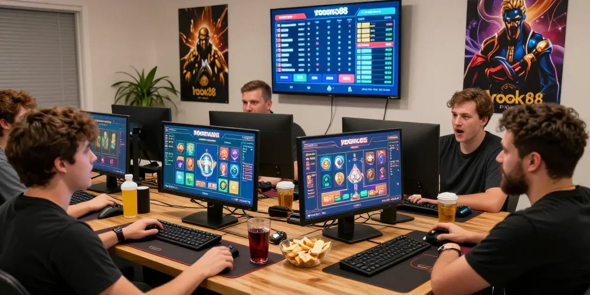 Friends enjoying an exciting rokok88 online gaming session, showcasing lively atmosphere and interaction.