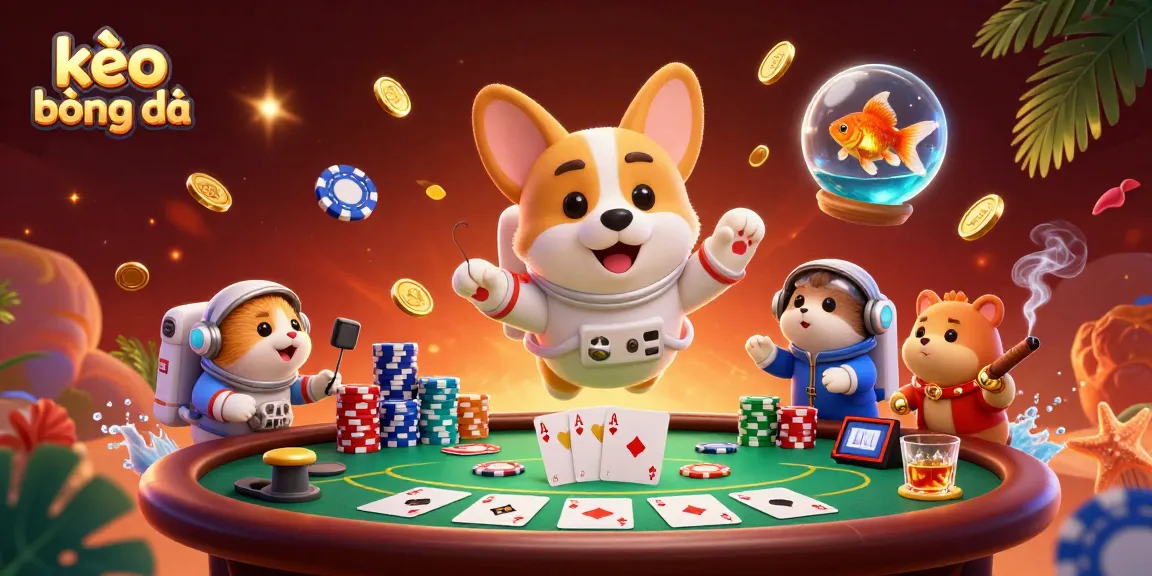 Engage in thrilling kèo bóng đá while watching a cute astronaut corgi in a vibrant casino universe.