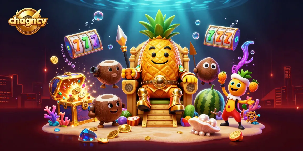 Experience excitement with chagency as the golden pineapple king and friends rule the casino realm with vibrant slot elements.