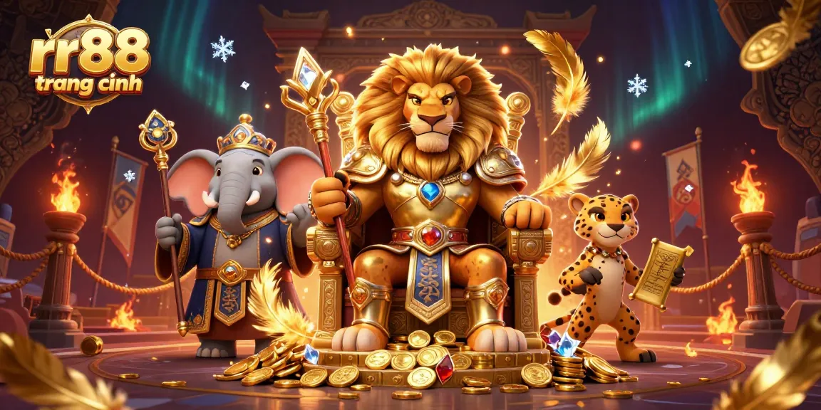Engage with the thrilling rr88 trang chính online casino experience, featuring a majestic lion king and dynamic action elements.