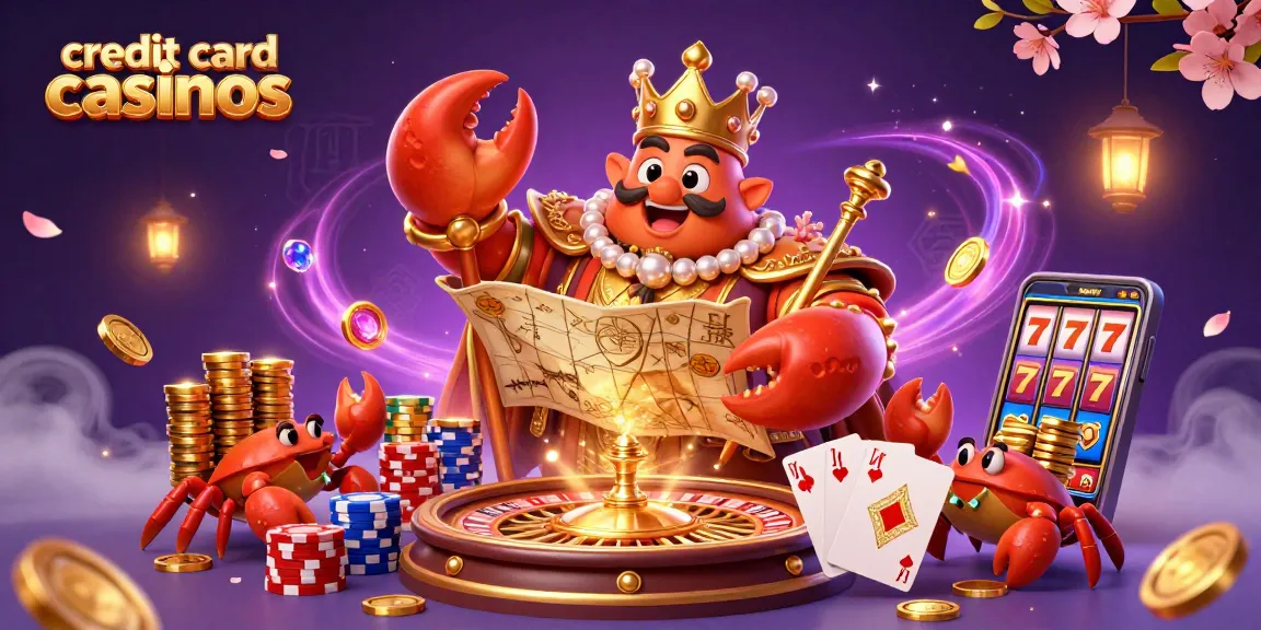 Experience thrilling gameplay at credit card casinos with vibrant characters and casino elements.