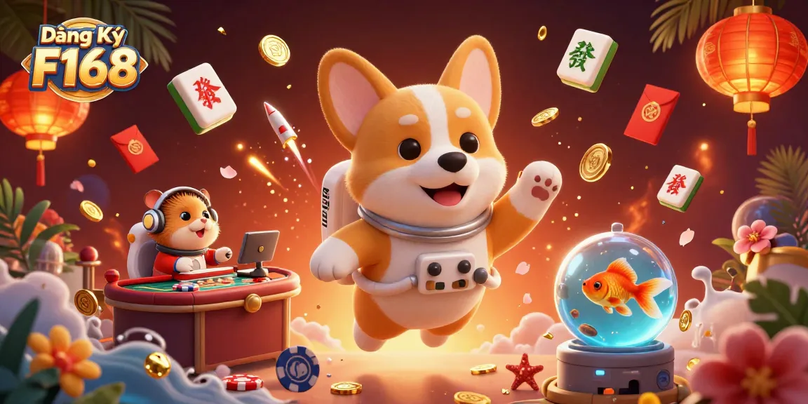 Experience the vibrant world of Đăng Ký F168 with a 3D cartoon illustration showcasing fun casino elements.