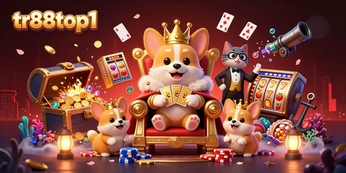 Experience the royal gaming atmosphere at tr88top1 with charming corgi characters and engaging slot elements.